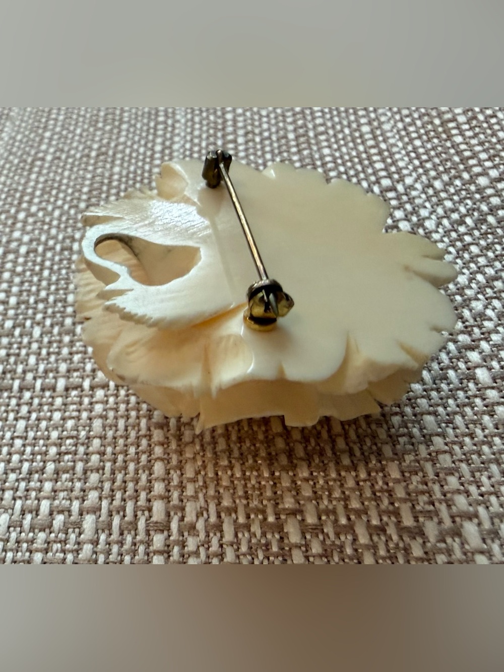 Carved Cream Rose Celluloid Very Vintage Brooch - Picture 8 of 14